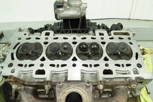 istock The valves are installed in the engine block head 1253543121