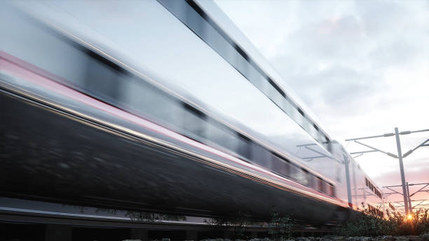 istock Electric passenger train. Very fast driving. journey and travel concept. 3d rendering. 1253548962