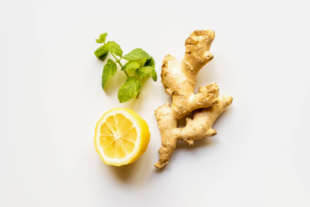 istock top view of ginger root, lemon and mint on white background 1253550972