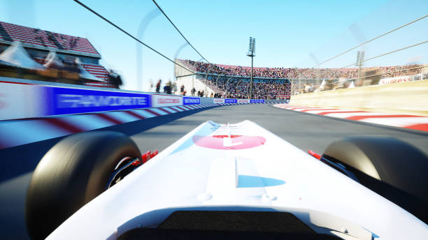 istock Race car. Very fast driving. 3d rendering. 1253551906