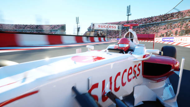 istock Race car. Very fast driving. 3d rendering. 1253552520