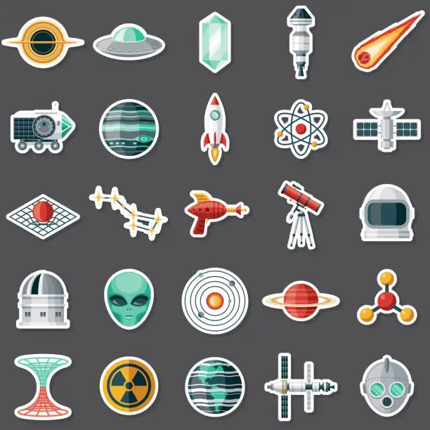 Vector illustration of Science Fiction Sticker Set