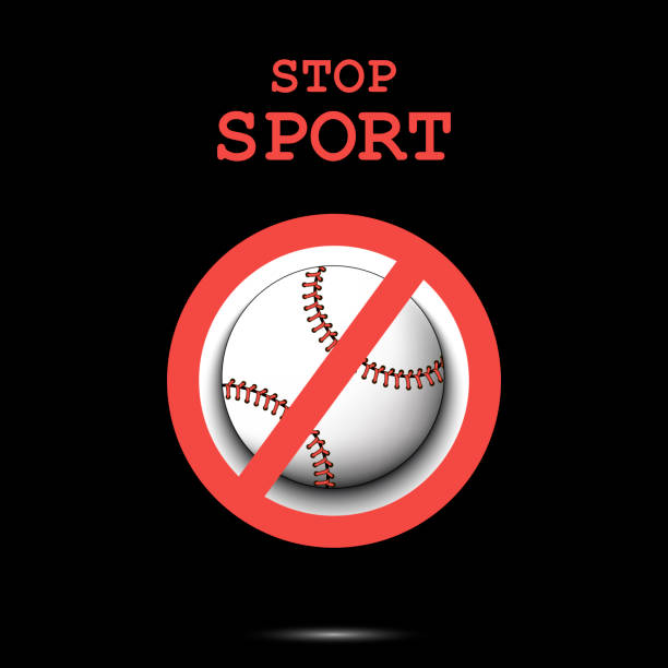 Sign stop and baseball ball Sign stop and baseball ball. Stop sport. Cancellation of sports tournaments. Pattern design. Vector illustration baseball online free bets stock illustrations