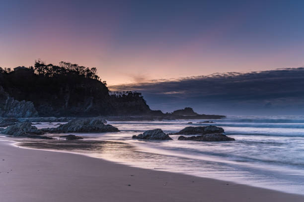 istock Sunrise seascape and low cloud bank 1253554126