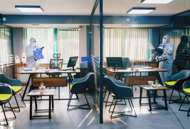 istock Office disinfection during COVID-19 pandemic 1253554871