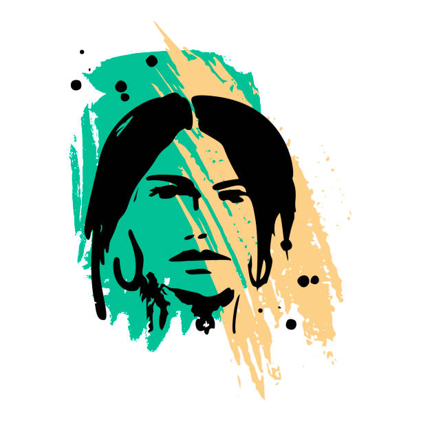 istock Print for t-shirt or poster. Vector illustration. abstracton Hand drawing a female face, brush strokes and paint splashes. Bright summer print. Vector 10 EPS 1253559863