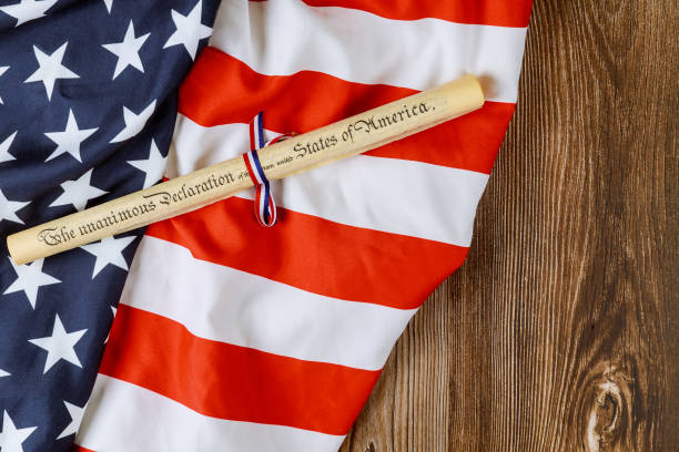 istock Declaration of Independence fourth of July parchment roll document. 1253565931
