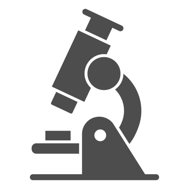 mikroskop stałe ikony, koncepcji edukacji, biochemia i mikrobiologii urządzenia znak na białym tle, ikona mikroskopu w stylu glifów dla koncepcji mobilnej, projektowanie stron internetowych. grafika wektorowa. - microscope science healthcare and medicine isolated stock illustrations