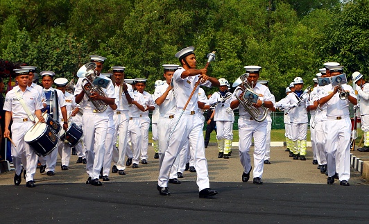 Pelabuhan Klang,Selangor, Malaysia - April 13,2019 :Malaysian Royal Navy Brass band aslo know as \