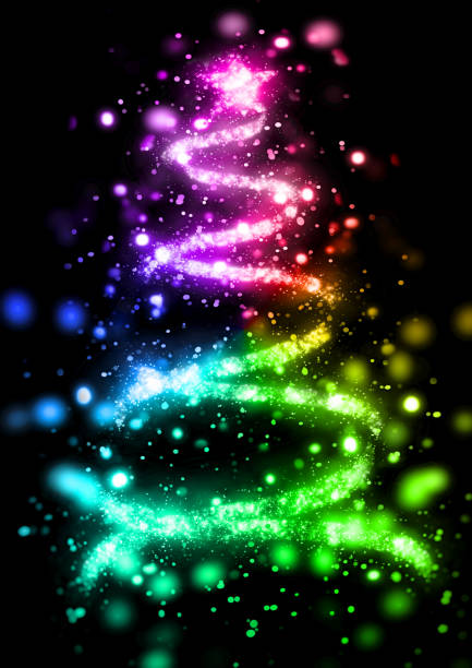 istock Abstract Christmas tree shining in rainbow colors 1253570218