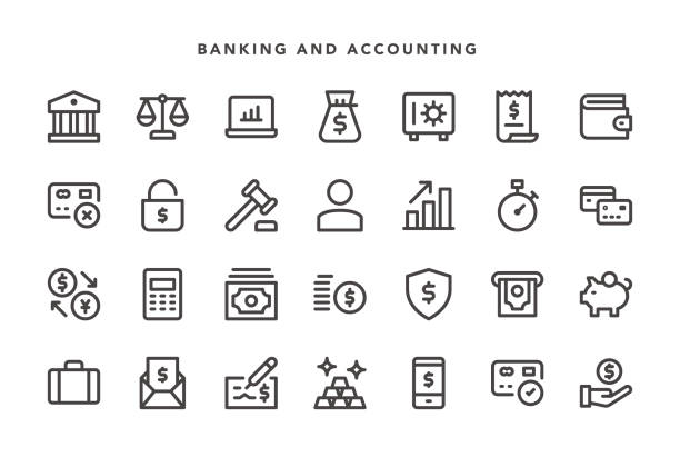 ilustraciones, imágenes clip art, dibujos animados e iconos de stock de iconos bancarios y contables - number key