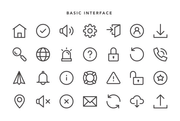 Basic Interface Icons Basic Interface Icons - Vector EPS 10 File, Pixel Perfect 28 Icons. notification icon stock illustrations
