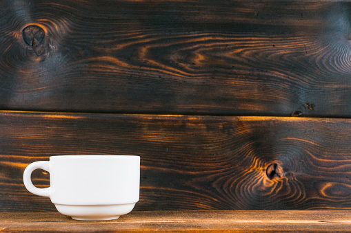 tea cup on rustic wooden table