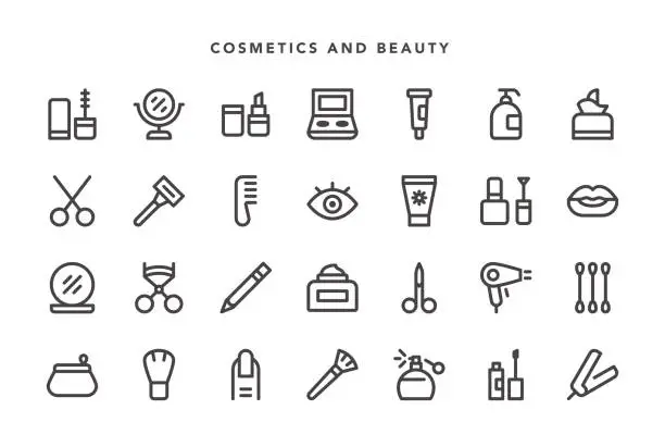 Vector illustration of Cosmetics and Beauty Icons