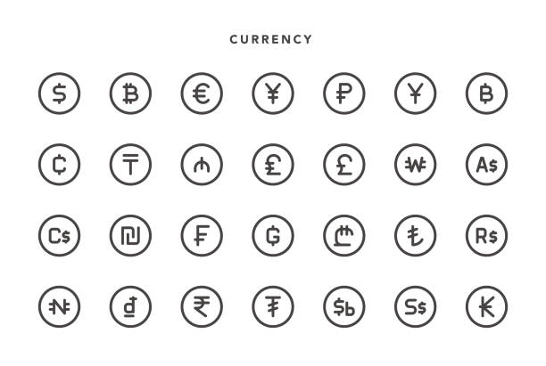 ilustraciones, imágenes clip art, dibujos animados e iconos de stock de iconos de moneda - italian currency