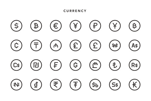 Currency Icons - Vector EPS 10 File, Pixel Perfect 28 Icons.