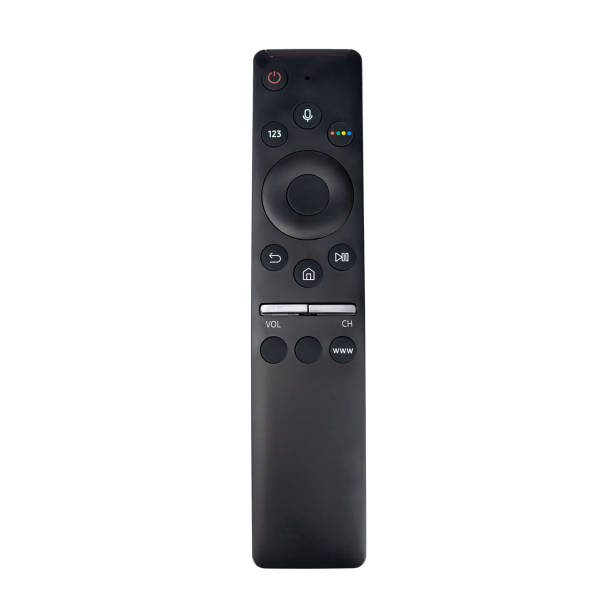 istock A modern TV remote control isolated on white background. Top view. with clipping paths. 1253585109