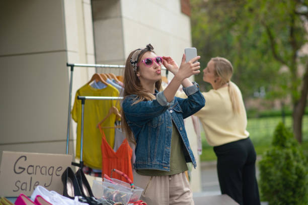 istock Joyful long haired woman posing for a selfie 1253585347