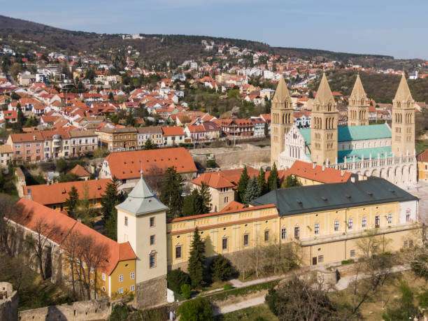 istock Pecs, Szekesegyhaz. bird eye view 1253586193