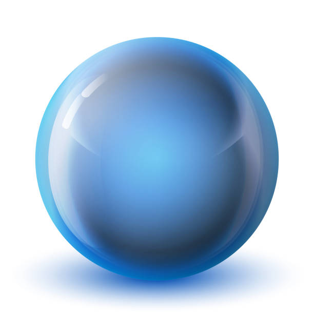istock Glass blue ball or precious pearl. Glossy realistic ball, 3D abstract vector illustration highlighted on a white background. Big metal bubble with shadow. 1253591054