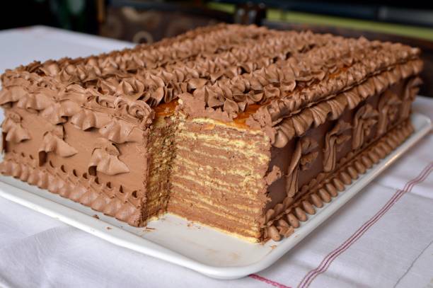 istock hungarian doberge cake with chocolate close up 1253591371