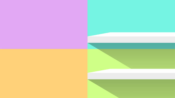 istock pastel wall mosaic tiles and plank shelf white for product display, simple wall square pattern and table shelves shelf for cosmetics, wall pastel soft, table plank on pastel color square shape 1253591422
