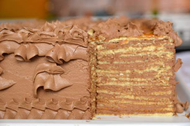 istock hungarian doberge cake with chocolate close up 1253591433