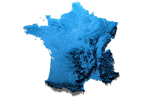 france topology map on white background