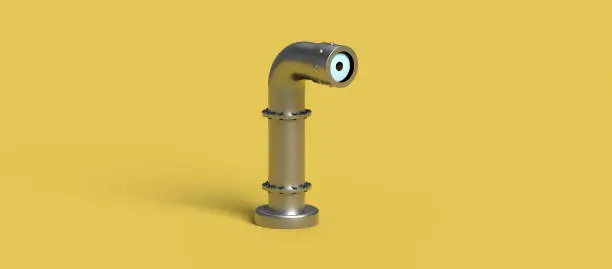 periscope looking arround on yellow background 3D rendering