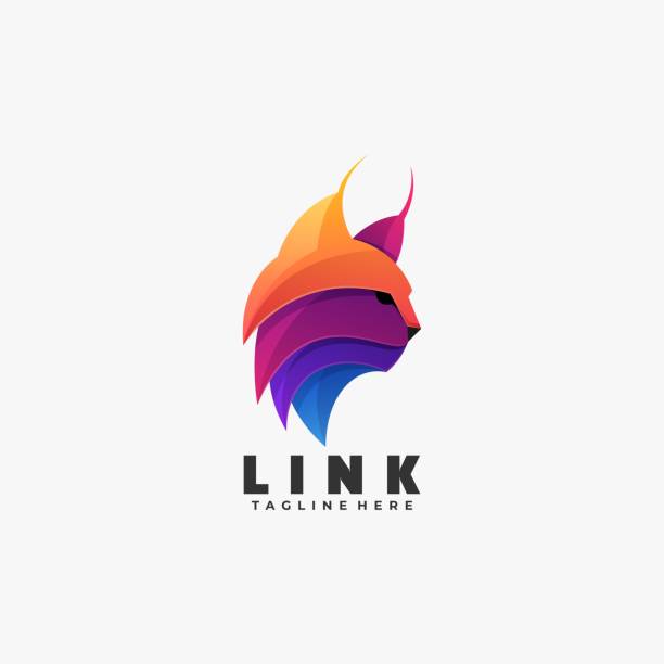 ilustrações, clipart, desenhos animados e ícones de ilustração vetorial lynx gradient colorful style. - lince