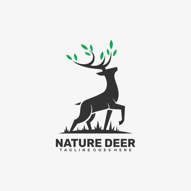 ilustrações, clipart, desenhos animados e ícones de ilustração vetorial nature deer silhouette art style. - parte do corpo animal