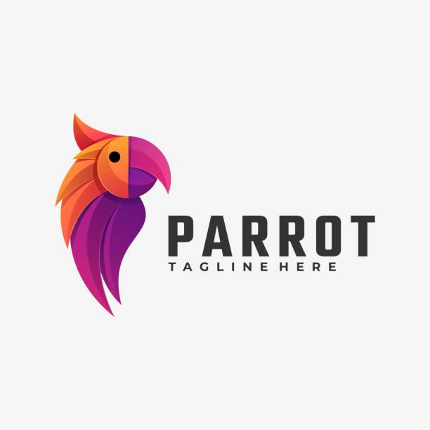 ilustrações, clipart, desenhos animados e ícones de ilustração vetorial parrot gradient colorful style. - vibrant color birds wild animals animals and pets