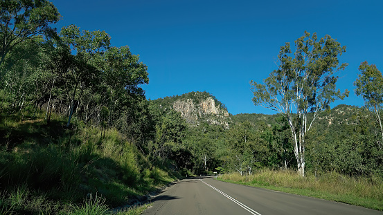 Travelling in North Queensland by car on the remote inland route through the Australian bush