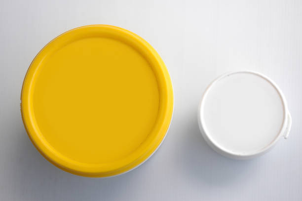 istock Top view of yellow and white plastic lid 1253596745