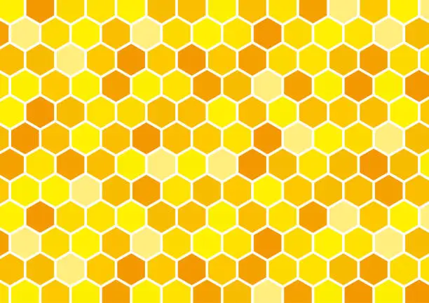 Vector illustration of Yellow honeycomb pattern background