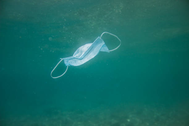 istock Face Mask under the sea. Coronavirus Disposable Waste polluting the Environment 1253602282