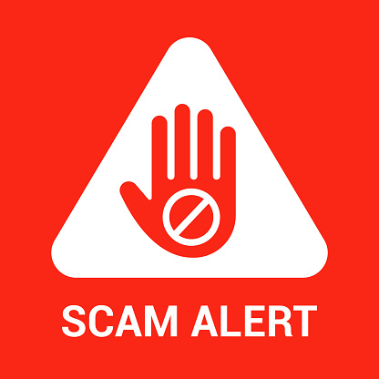 fraud warning. hand gesture of a stopping user from hackers. flat vector illustration.