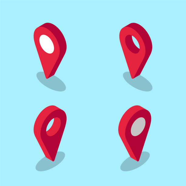Set of isometric vector location icons Set of isometric location icons pinning stock illustrations
