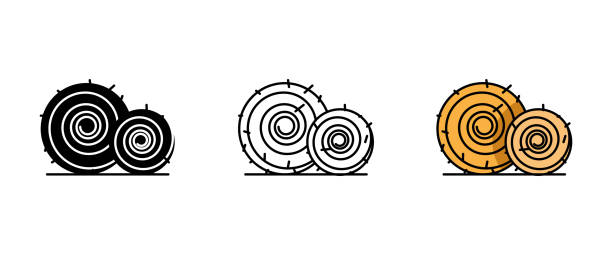 бейл сена значок - bale hay field stack stock illustrations