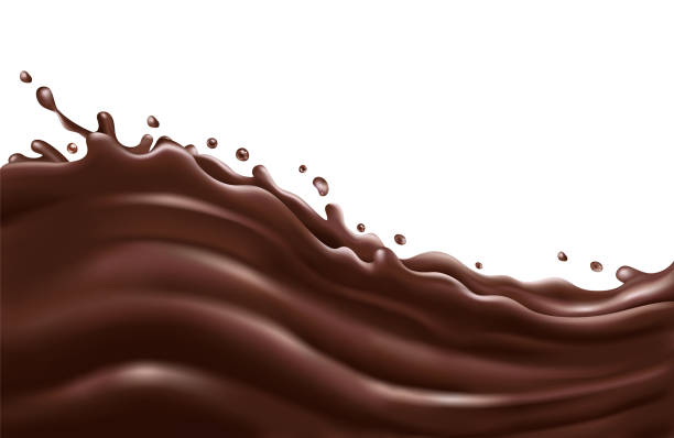 flüssige schokoladenspritzwelle auf weißem hintergrund - schokolade stock-grafiken, -clipart, -cartoons und -symbole