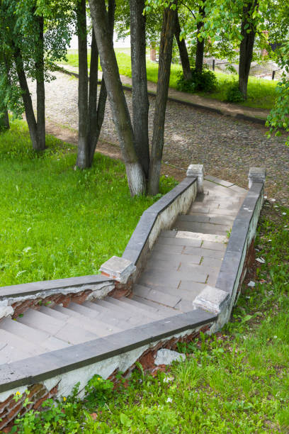 istock Stairs leading down to the trees in the summer. 1253617794