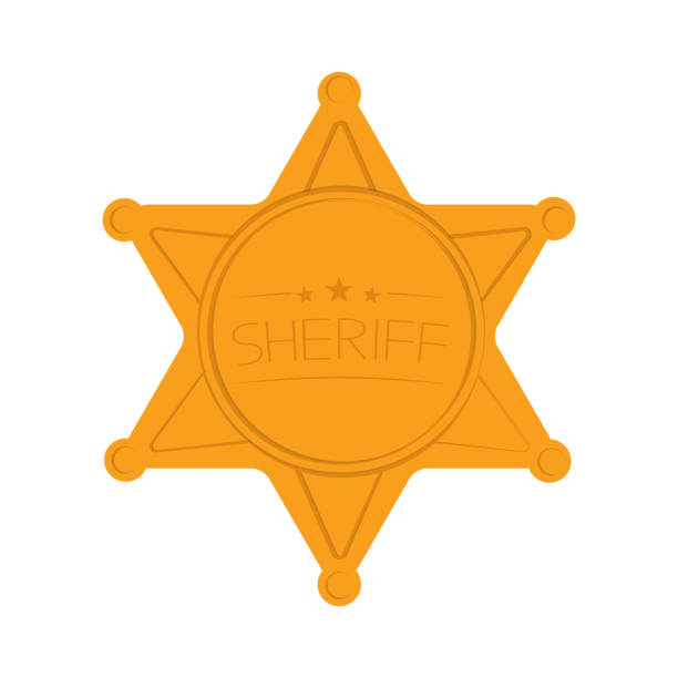 szeryfów star izolowane na białym tle. ilustracja wektorowa. - police badge badge police white background stock illustrations