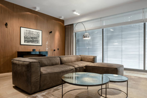 istock Modern and stylish living room 1253621775