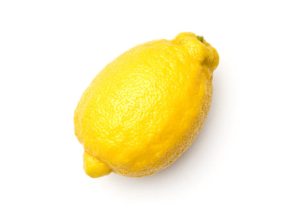 istock One lemon isolated on white background. Top view 1253621868