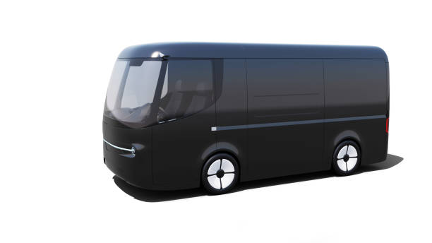 istock black electric self-driving van for branding 1253622713