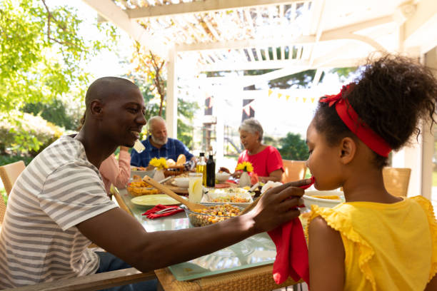 istock Family eating together at table 1253624648