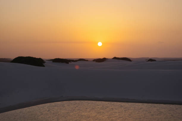 Sunset in the hiking dunes in northeastern Brazil stock photo