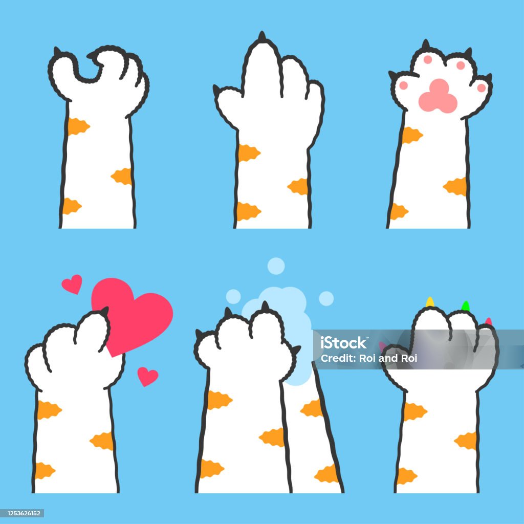 Cat Paw With Different Gestures Vector Cartoon Set Isolated On Background Stock Illustration - Download Image Now - iStock Cat Paw With Different Gestures Vector Cartoon Set Isolated On Background Stock Illustration - Download Image Now - iStock