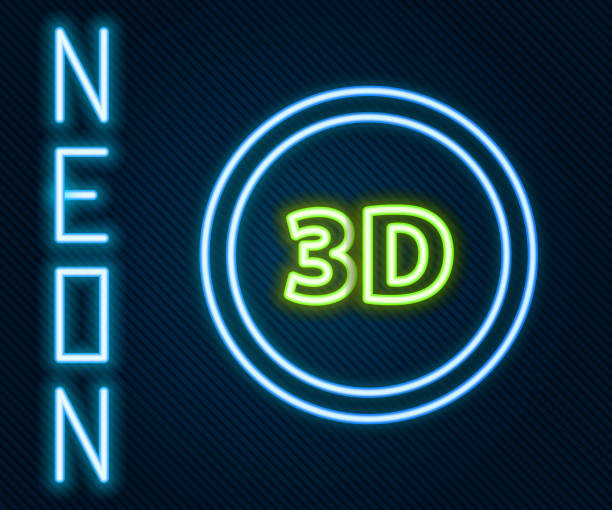 istock Glowing neon line 3D word icon isolated on black background. Colorful outline concept. Vector Illustration 1253634230