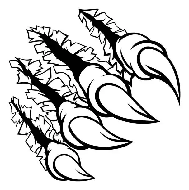 Vector illustration of Monster Claw Hand Ripping Tearing Background